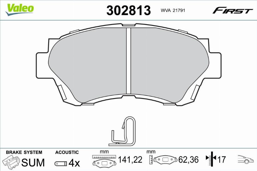 Valeo 302813 - Kit pastiglie freno, Freno a disco autozon.pro