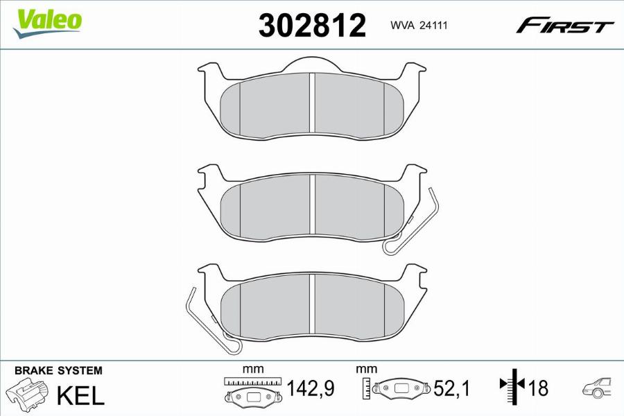 Valeo 302812 - Kit pastiglie freno, Freno a disco autozon.pro