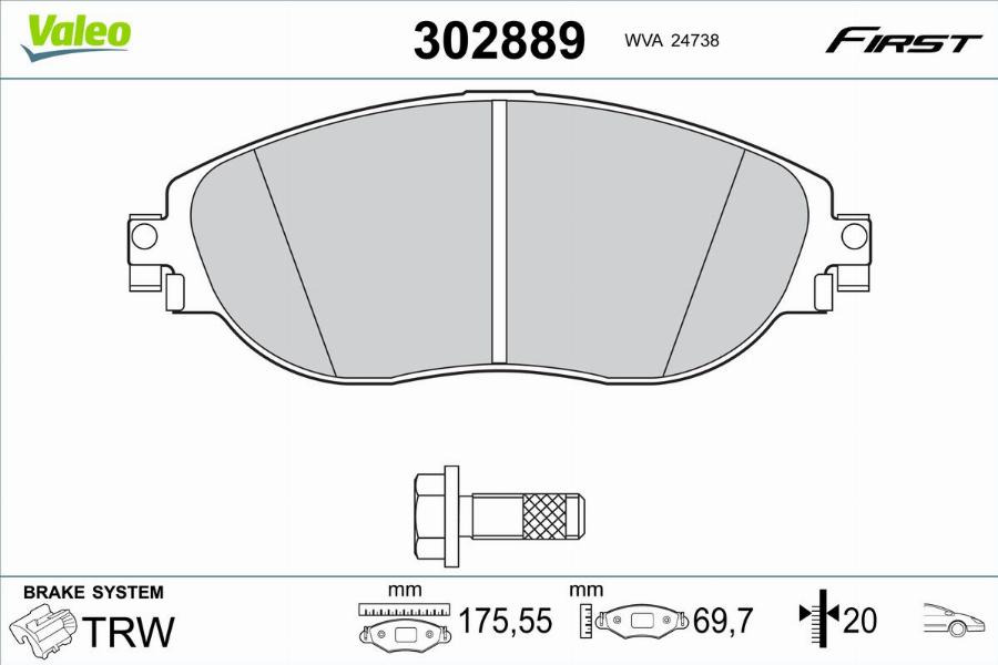 Valeo 302889 - Kit pastiglie freno, Freno a disco autozon.pro