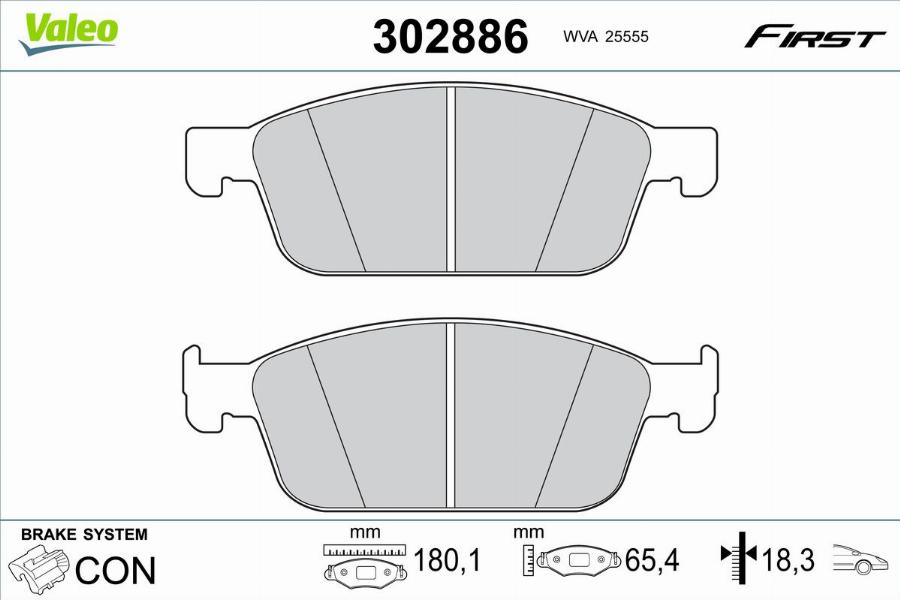 Valeo 302886 - Kit pastiglie freno, Freno a disco autozon.pro