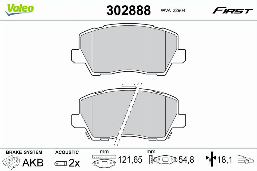 Valeo 302888 - Kit pastiglie freno, Freno a disco autozon.pro