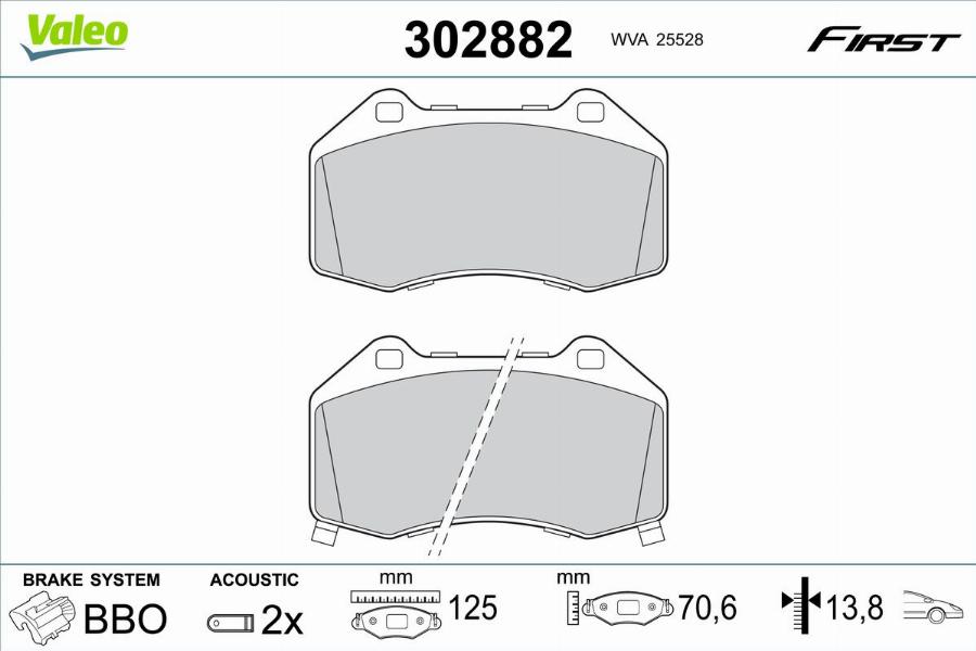 Valeo 302882 - Kit pastiglie freno, Freno a disco autozon.pro