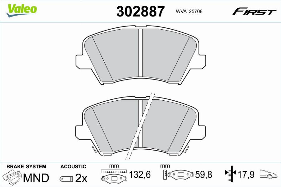 Valeo 302887 - Kit pastiglie freno, Freno a disco autozon.pro