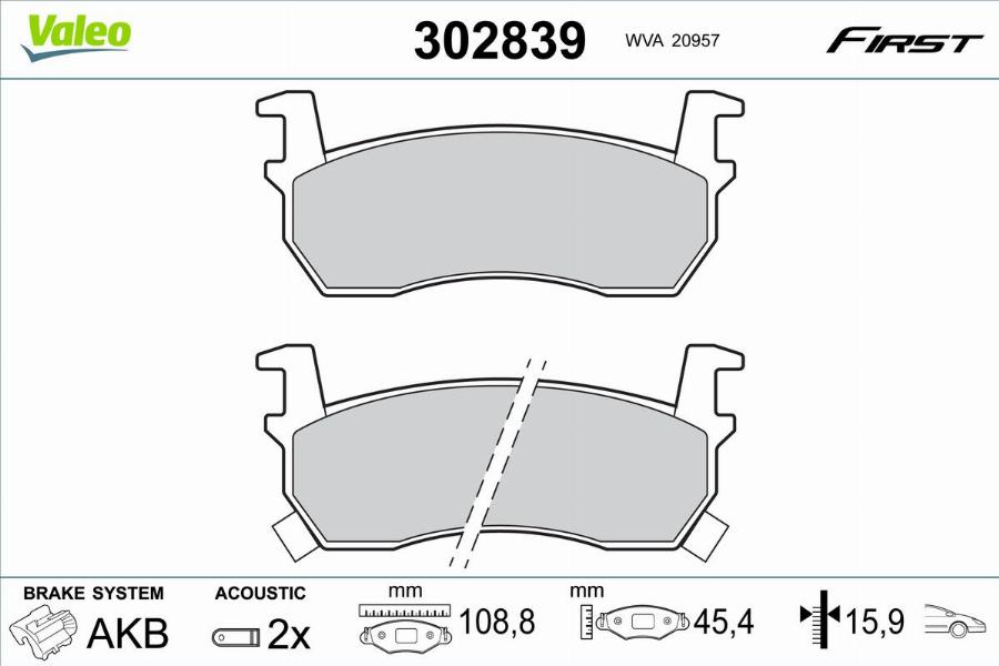 Valeo 302839 - Kit pastiglie freno, Freno a disco autozon.pro