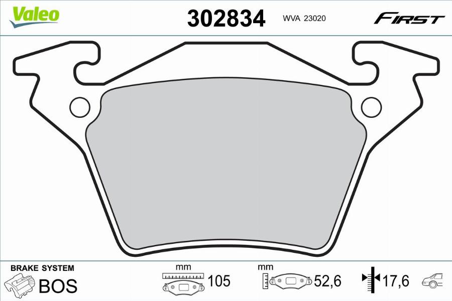 Valeo 302834 - Kit pastiglie freno, Freno a disco autozon.pro