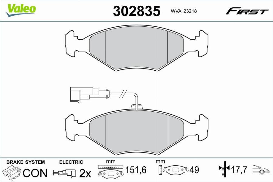 Valeo 302835 - Kit pastiglie freno, Freno a disco autozon.pro