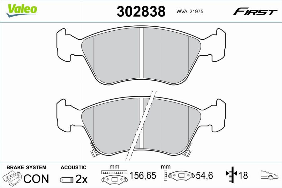 Valeo 302838 - Kit pastiglie freno, Freno a disco autozon.pro