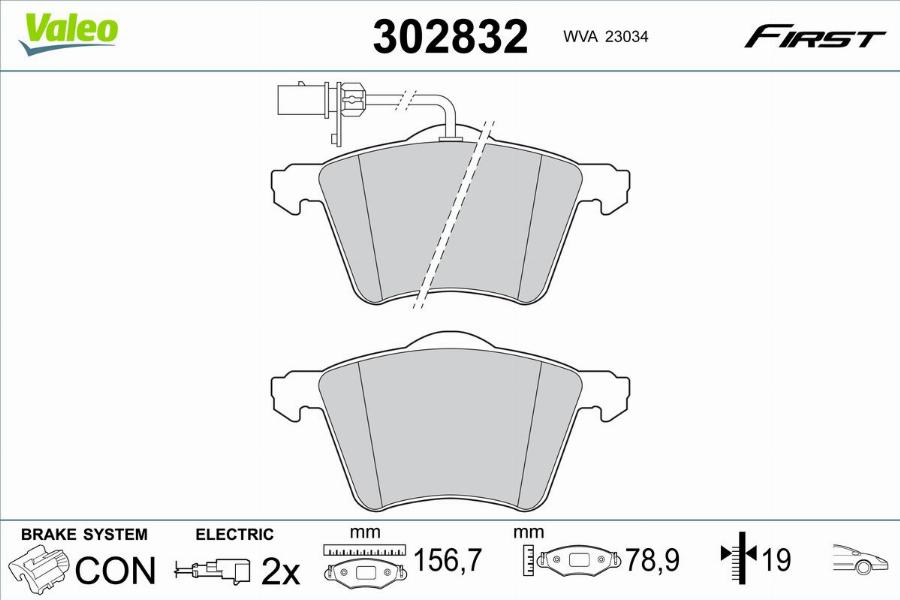 Valeo 302832 - Kit pastiglie freno, Freno a disco autozon.pro