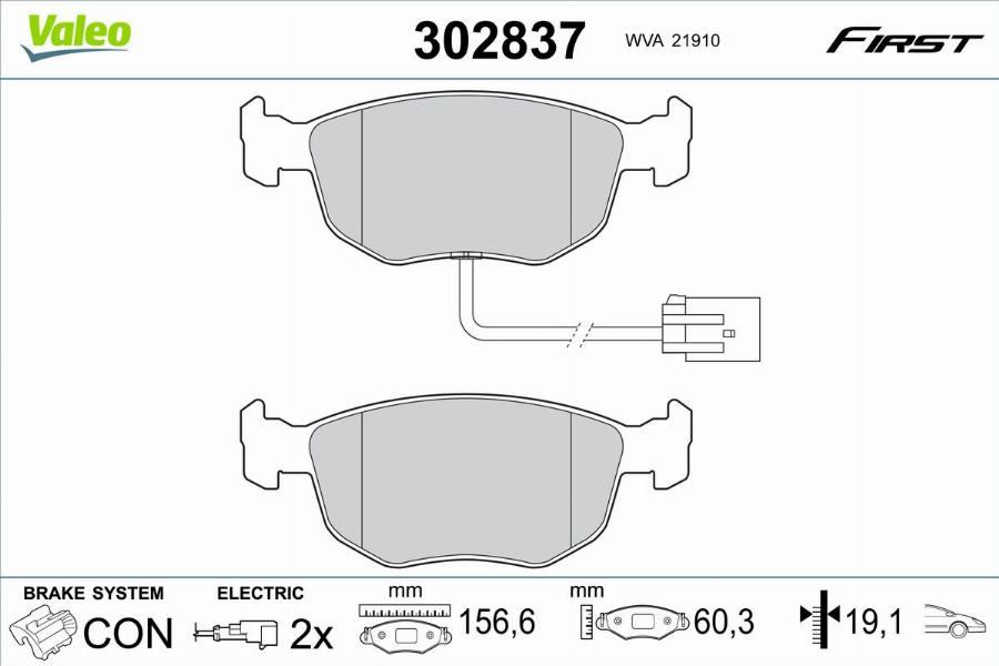 Valeo 302837 - Kit pastiglie freno, Freno a disco autozon.pro