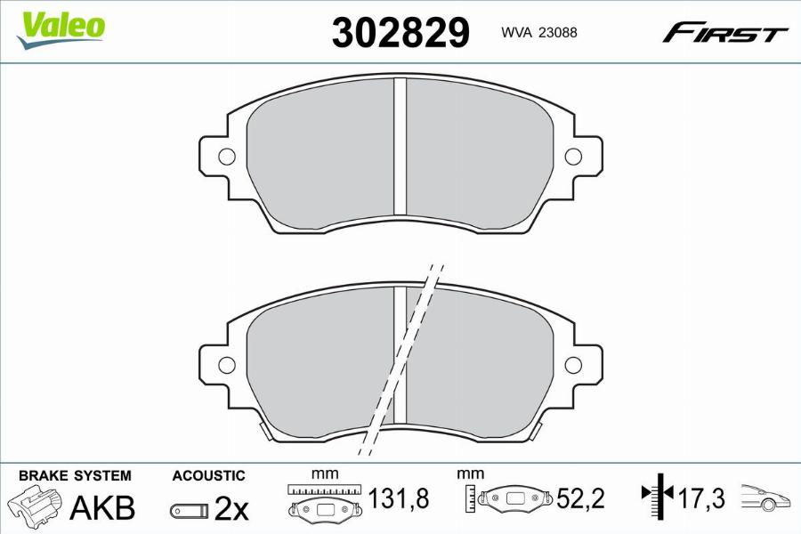 Valeo 302829 - Kit pastiglie freno, Freno a disco autozon.pro