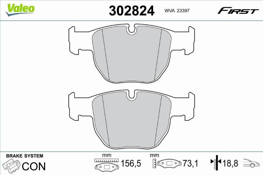 Valeo 302824 - Kit pastiglie freno, Freno a disco autozon.pro