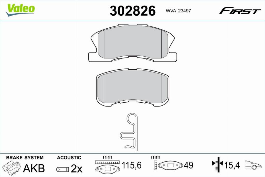 Valeo 302826 - Kit pastiglie freno, Freno a disco autozon.pro