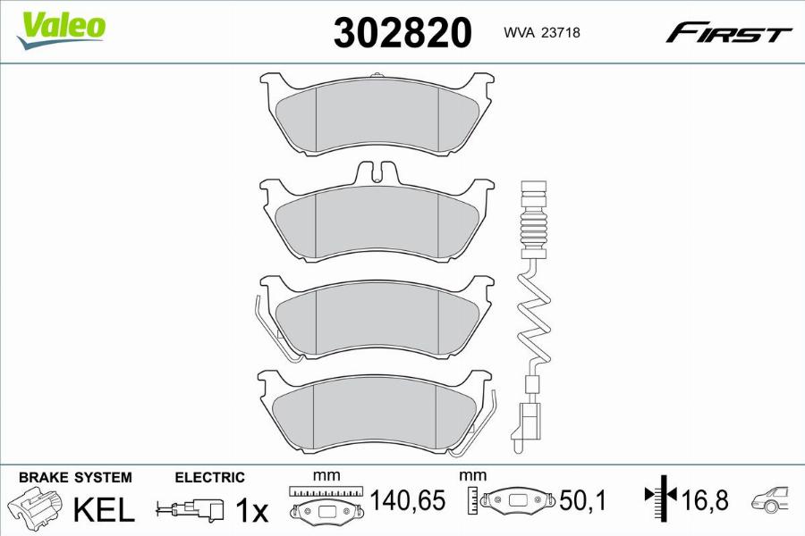 Valeo 302820 - Kit pastiglie freno, Freno a disco autozon.pro