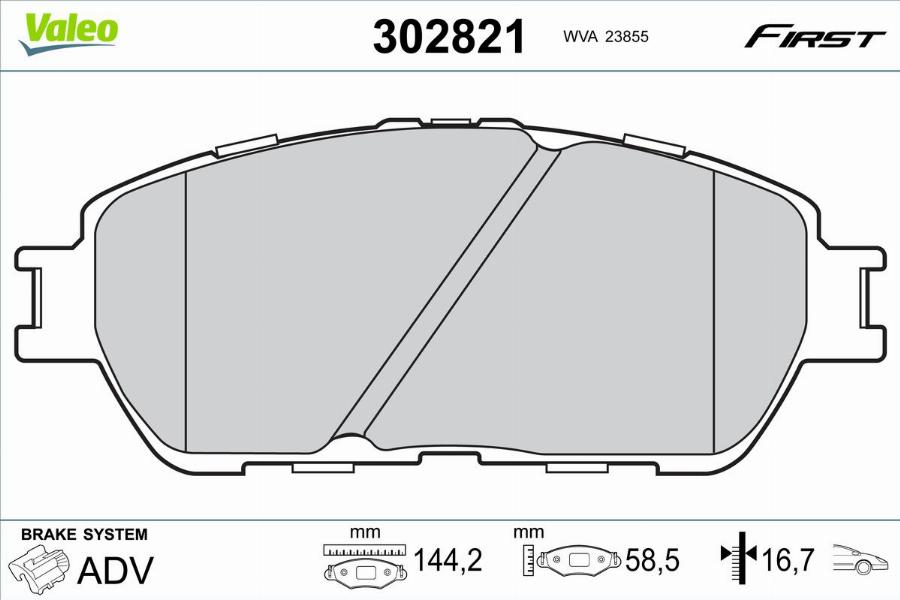 Valeo 302821 - Kit pastiglie freno, Freno a disco autozon.pro