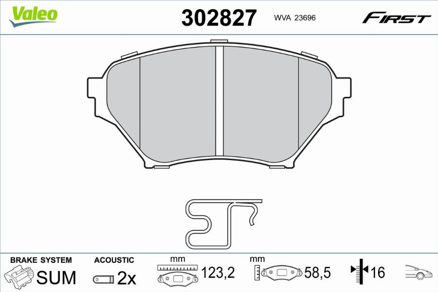 Valeo 302827 - Kit pastiglie freno, Freno a disco autozon.pro