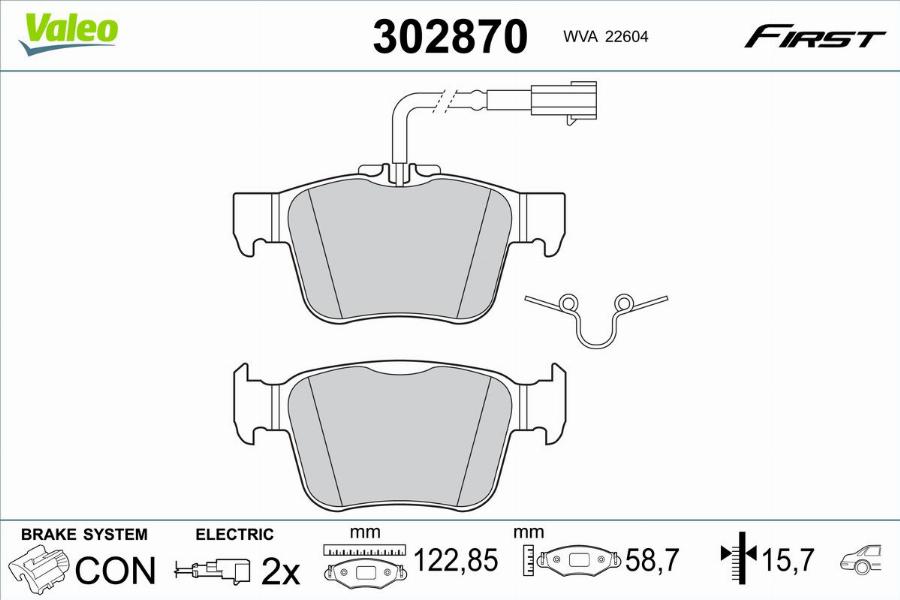 Valeo 302870 - Kit pastiglie freno, Freno a disco autozon.pro