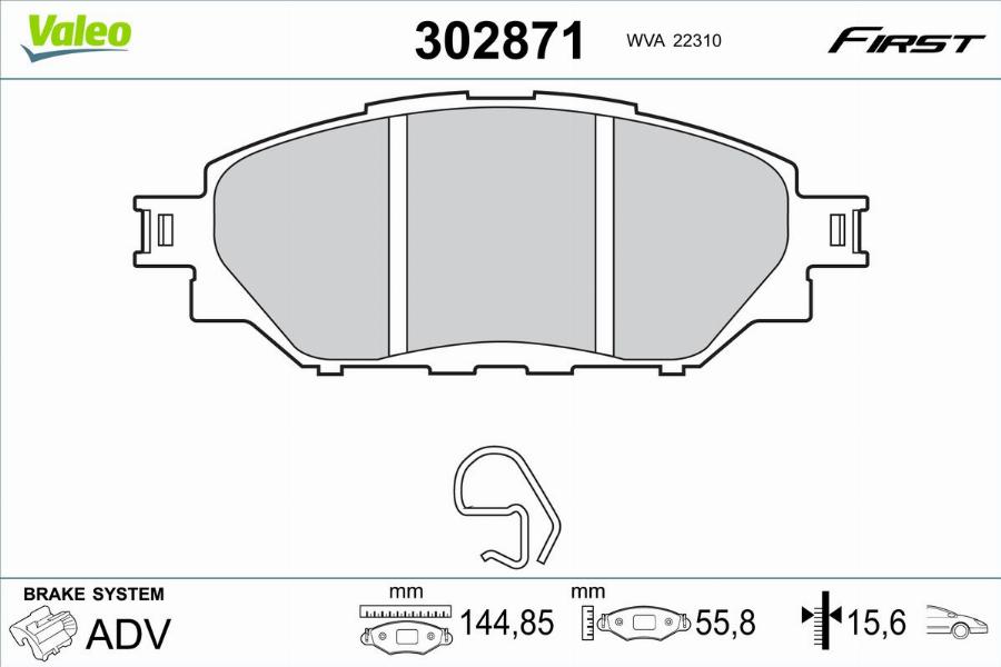 Valeo 302871 - Kit pastiglie freno, Freno a disco autozon.pro