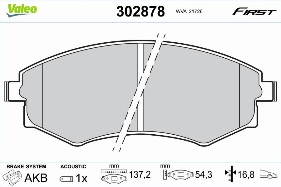 Valeo 302878 - Kit pastiglie freno, Freno a disco autozon.pro