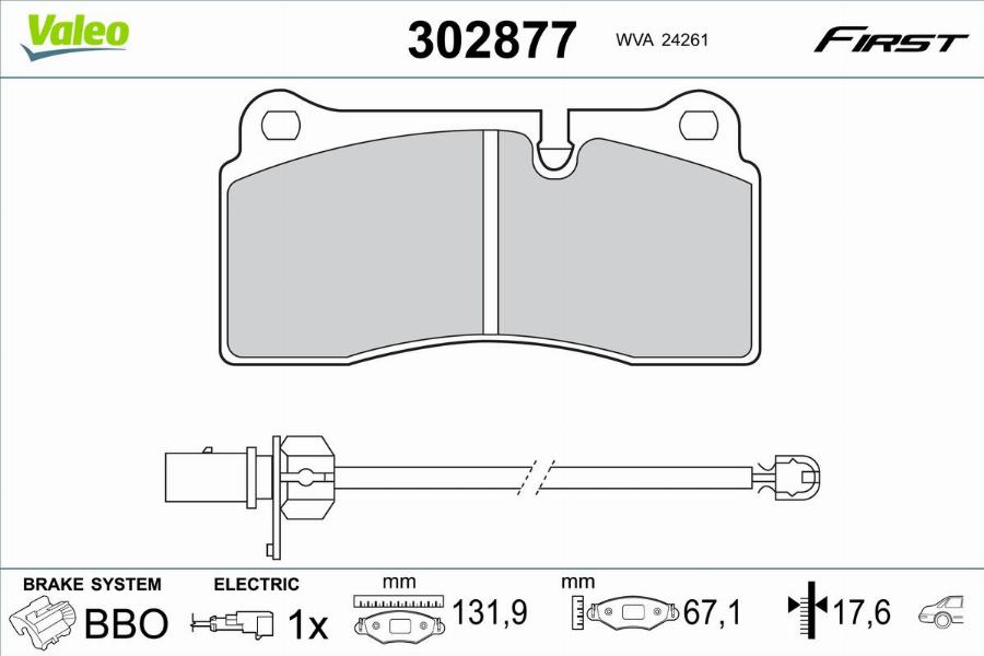 Valeo 302877 - Kit pastiglie freno, Freno a disco autozon.pro