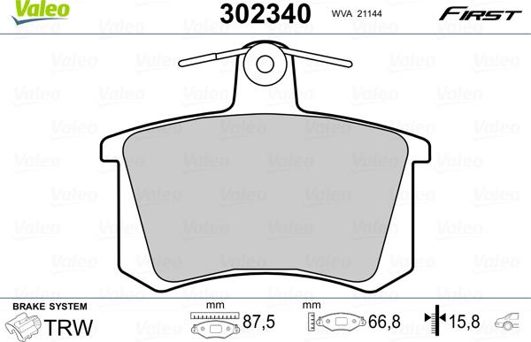 Valeo 302340 - Kit pastiglie freno, Freno a disco autozon.pro