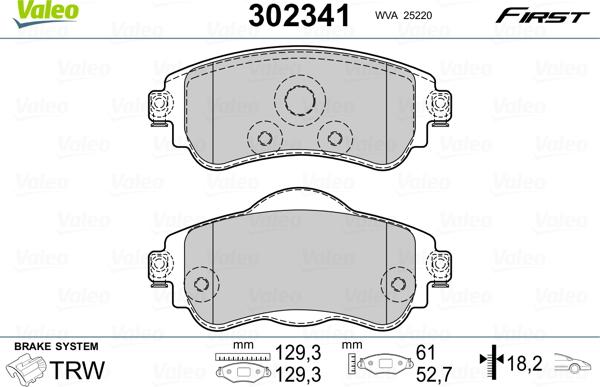 Valeo 302341 - Kit pastiglie freno, Freno a disco autozon.pro