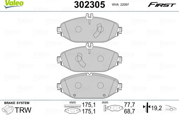 Valeo 302305 - Kit pastiglie freno, Freno a disco autozon.pro