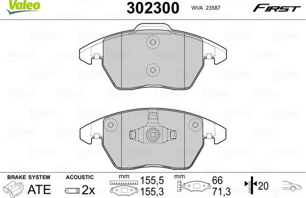 Valeo 302300 - Kit pastiglie freno, Freno a disco autozon.pro