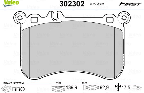 Valeo 302302 - Kit pastiglie freno, Freno a disco autozon.pro