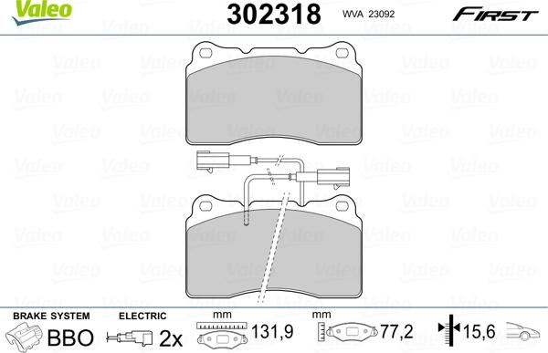 Valeo 302318 - Kit pastiglie freno, Freno a disco autozon.pro