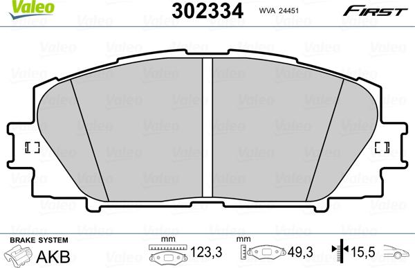 Valeo 302334 - Kit pastiglie freno, Freno a disco autozon.pro