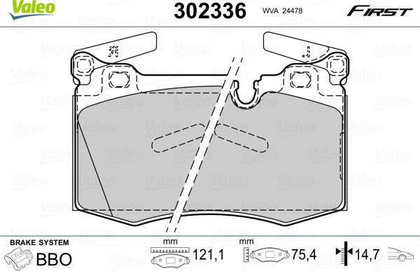 Valeo 302336 - Kit pastiglie freno, Freno a disco autozon.pro