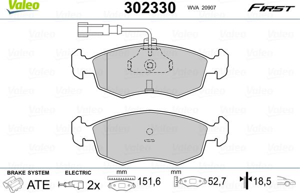 Valeo 302330 - Kit pastiglie freno, Freno a disco autozon.pro