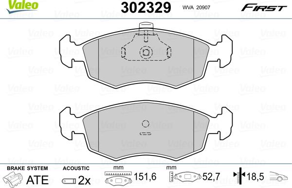 Valeo 302329 - Kit pastiglie freno, Freno a disco autozon.pro