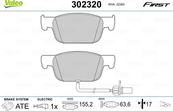 Valeo 302320 - Kit pastiglie freno, Freno a disco autozon.pro