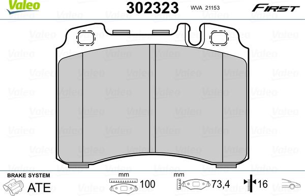 Valeo 302323 - Kit pastiglie freno, Freno a disco autozon.pro