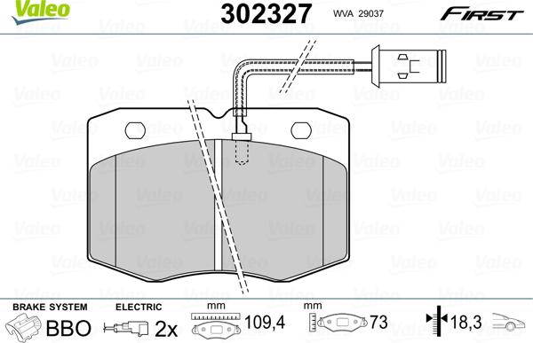 Valeo 302327 - Kit pastiglie freno, Freno a disco autozon.pro