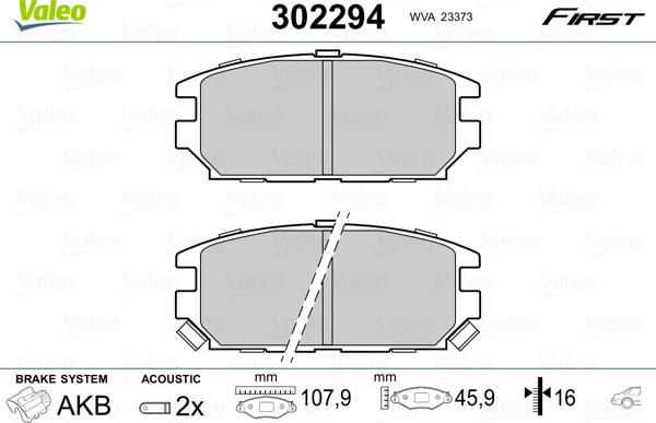 Valeo 302294 - Kit pastiglie freno, Freno a disco autozon.pro