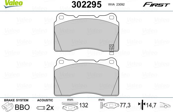 Valeo 302295 - Kit pastiglie freno, Freno a disco autozon.pro