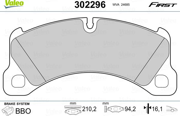 Valeo 302296 - Kit pastiglie freno, Freno a disco autozon.pro