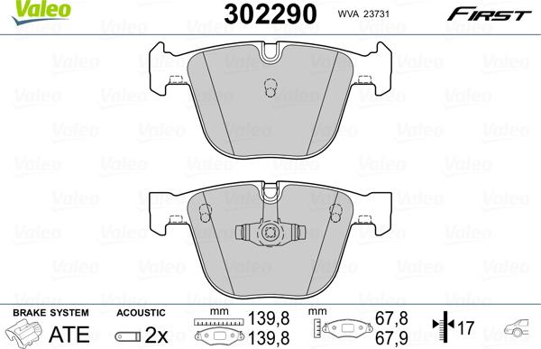 Valeo 302290 - Kit pastiglie freno, Freno a disco autozon.pro