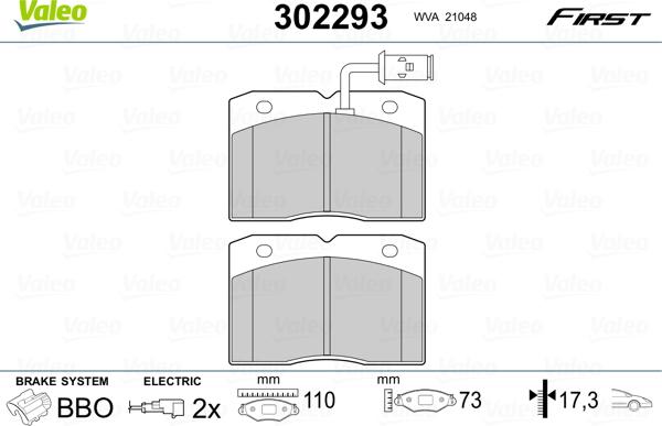 Valeo 302293 - Kit pastiglie freno, Freno a disco autozon.pro