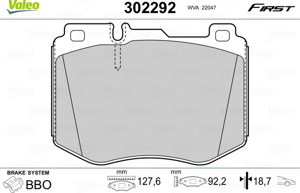 Valeo 302292 - Kit pastiglie freno, Freno a disco autozon.pro