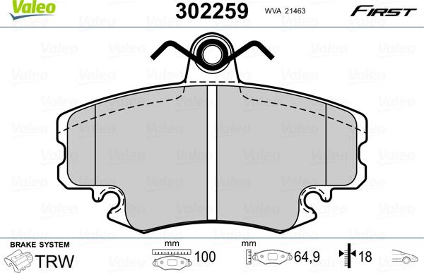 Valeo 302259 - Kit pastiglie freno, Freno a disco autozon.pro