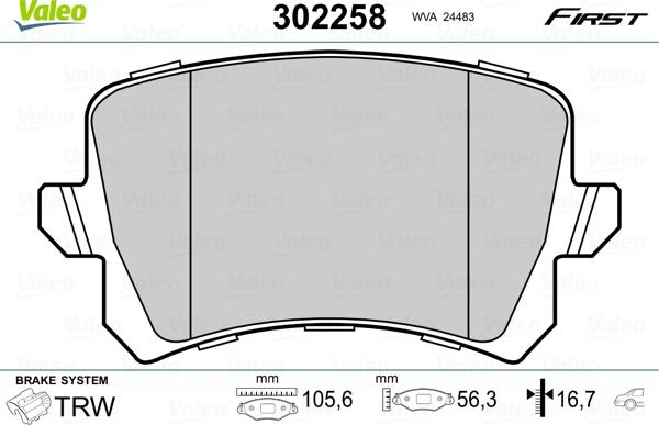 Valeo 302258 - Kit pastiglie freno, Freno a disco autozon.pro