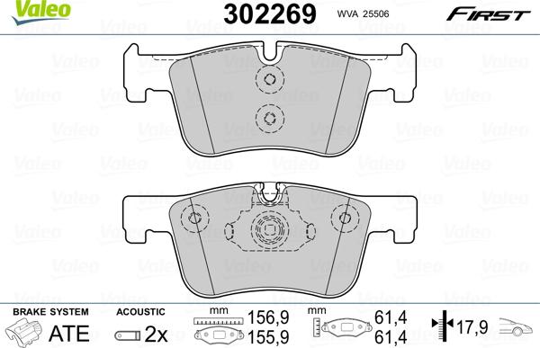 Valeo 302269 - Kit pastiglie freno, Freno a disco autozon.pro