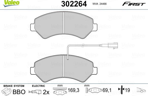 Valeo 302264 - Kit pastiglie freno, Freno a disco autozon.pro