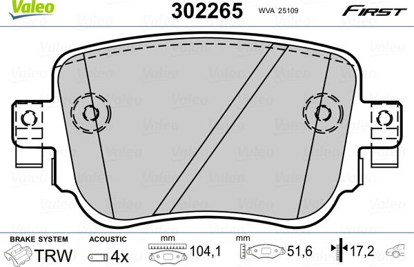 Valeo 302265 - Kit pastiglie freno, Freno a disco autozon.pro