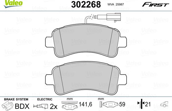 Valeo 302268 - Kit pastiglie freno, Freno a disco autozon.pro