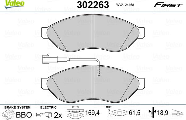 Valeo 302263 - Kit pastiglie freno, Freno a disco autozon.pro