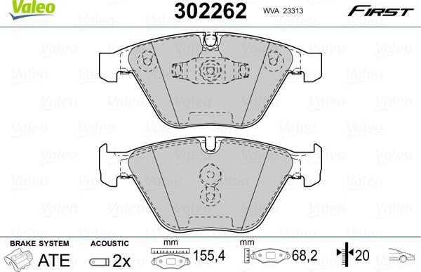 Valeo 302262 - Kit pastiglie freno, Freno a disco autozon.pro